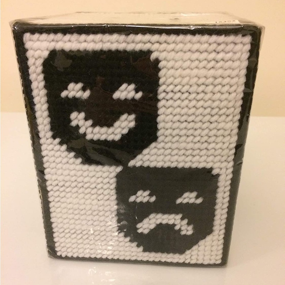 New Drama Mask Tissue Box Cover Comedy/Tragedy Black/White Bathroom Home Decor